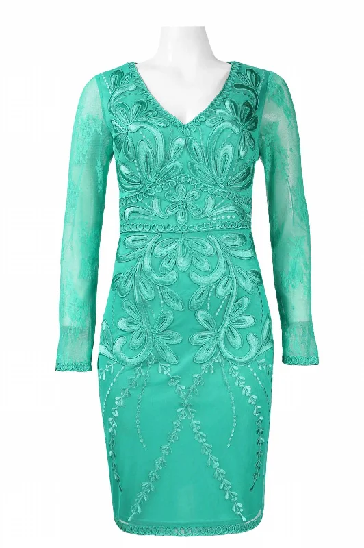 Affordable Luxury Fashion Floral Embroidered Dress In Aqua Feminine Elegance