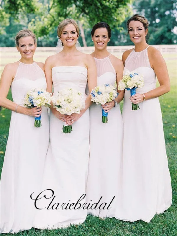 Elegant Fashion Offers Halter Long A-line Pale Bridesmaid Dresses, Wedding Guest Dresses Sophisticated Cut