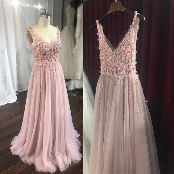 Ends Soon Charming Pink Flower And Beaded Backless Gown, High Quality Formal prom Dress   cg11858 Everyday Glamour