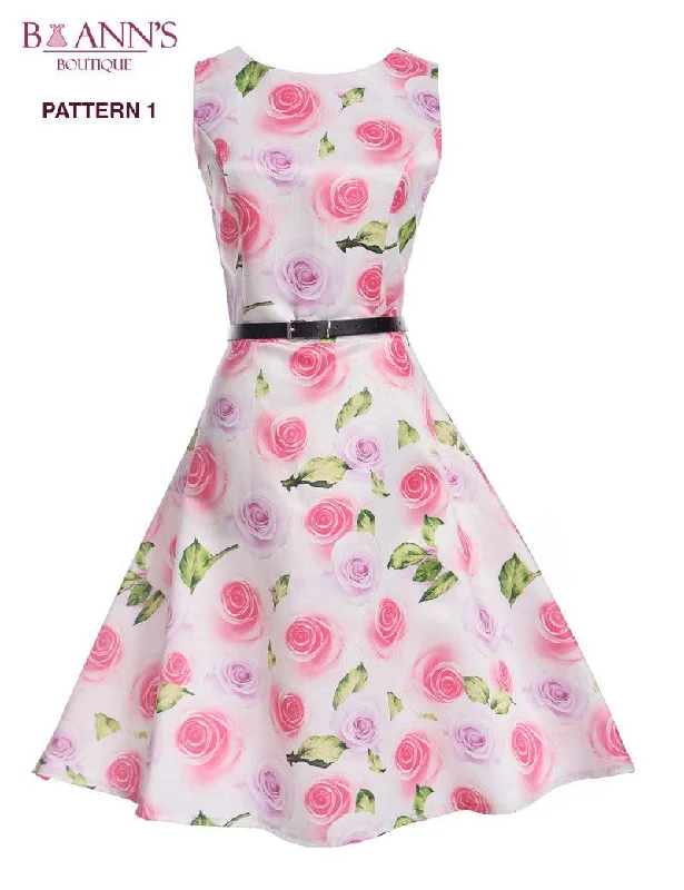 Timeless Style Promotions RETRO FLORAL A-LINE DRESS Casual Elegance