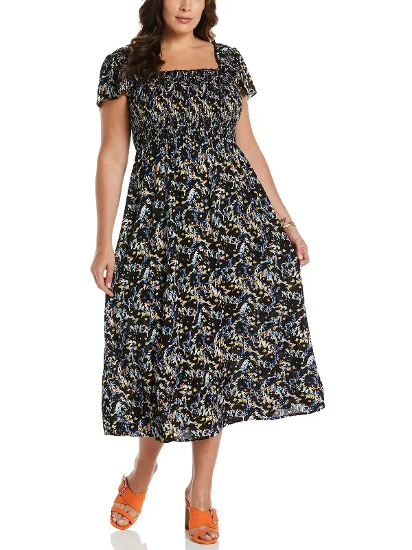 Unleash Your Trendy Side Plus Womens Printed Viscose Maxi Dress End - Of - Month Blowout