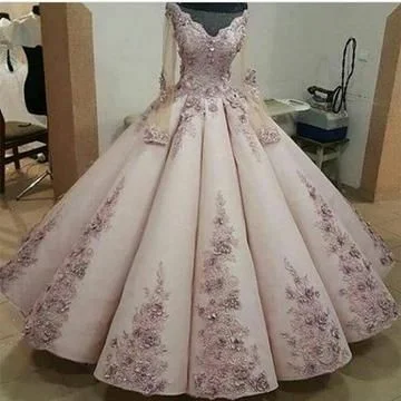 Quick Grab Deals Charming Lace Embroidery Long Sleeves Ball Gown Prom Dress   cg11798 Seasonal Trend