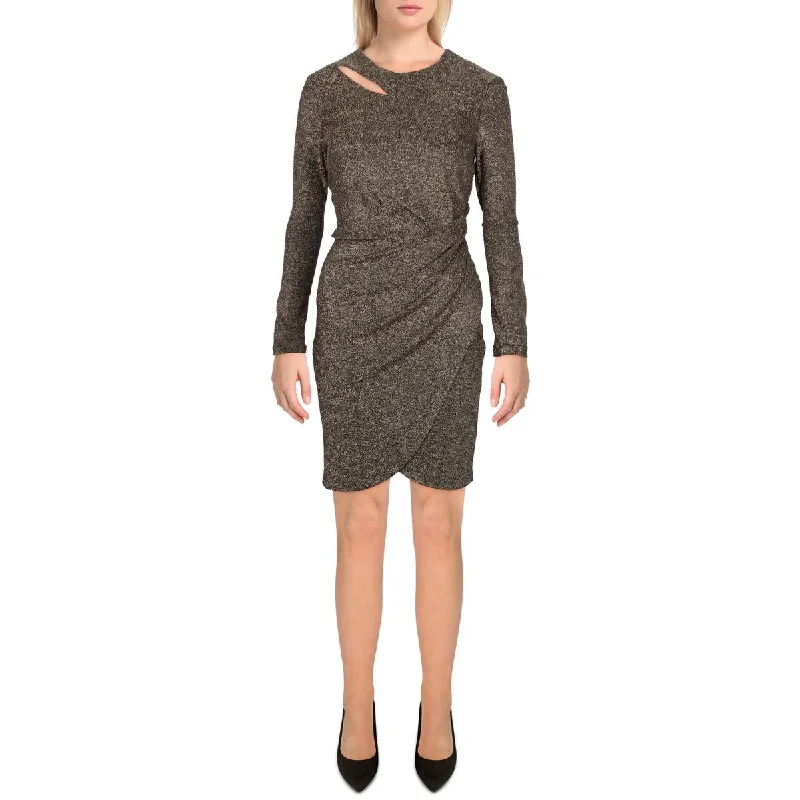 Everyday Elegance Sale DKNY Womens Metallic Cut-Out Bodycon Dress Feminine Soft - Hued Look