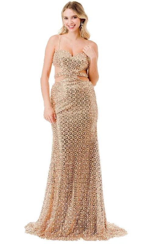 Avant-Garde Style Promotions Aspeed Design L2877R - Sleeveless Beaded Lattice Prom Dress Minimalist Chic