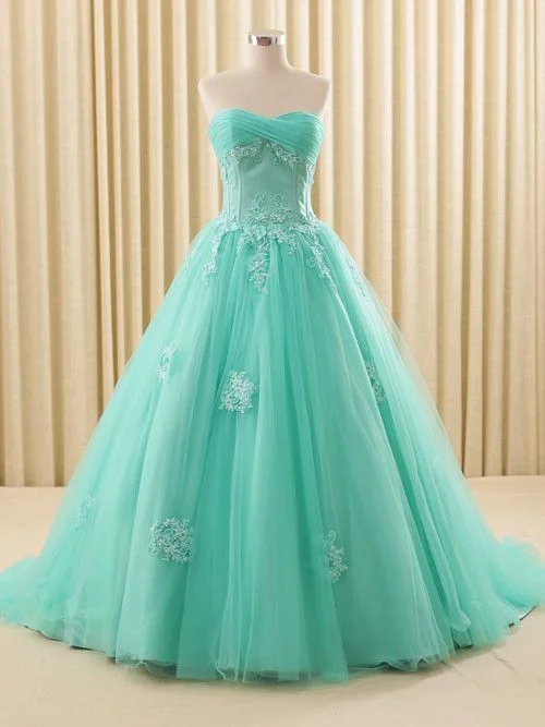 Laid-Back Fashion Offers Turquoise Lace Ball Gown Dress prom dress  cg12099 Refined Look