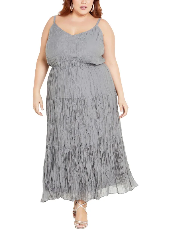 Seasonal Picks Plus Womens Long Pleated Maxi Dress Luxury Style