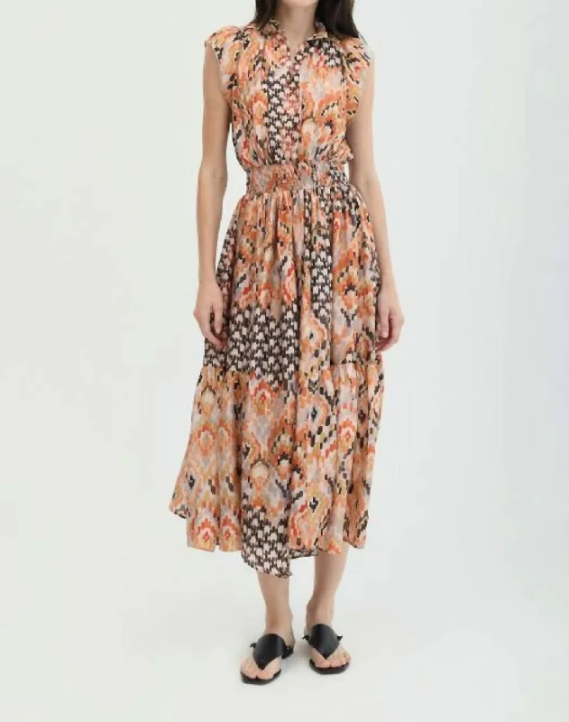 Limited Time Deal Cairo Silk Maxi Dress In Haral Brown Buy More, Save More