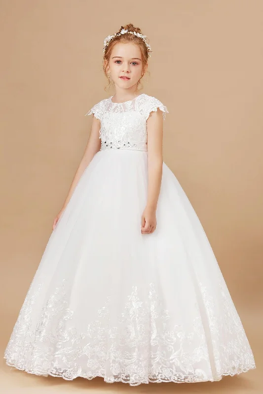 Special Offer Princess Lace Tulle Satin Flower Girl Dresses With Bowknot Discounts On Casual Weekend Styles