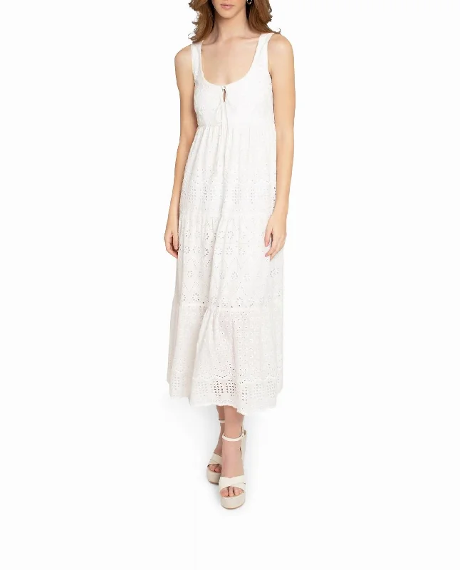 Latest Trends Embellished Eyelet Maxi Dress In White Classic Charm