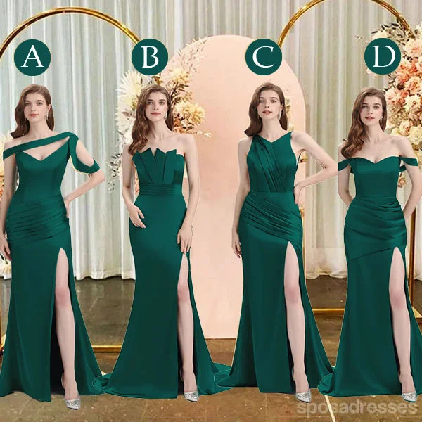 Season Sale Mismatched Mermaid Dark Green Sexy Elegant Mermaid Long Bridesmaid Dresses, BD3392 Bold Silhouette