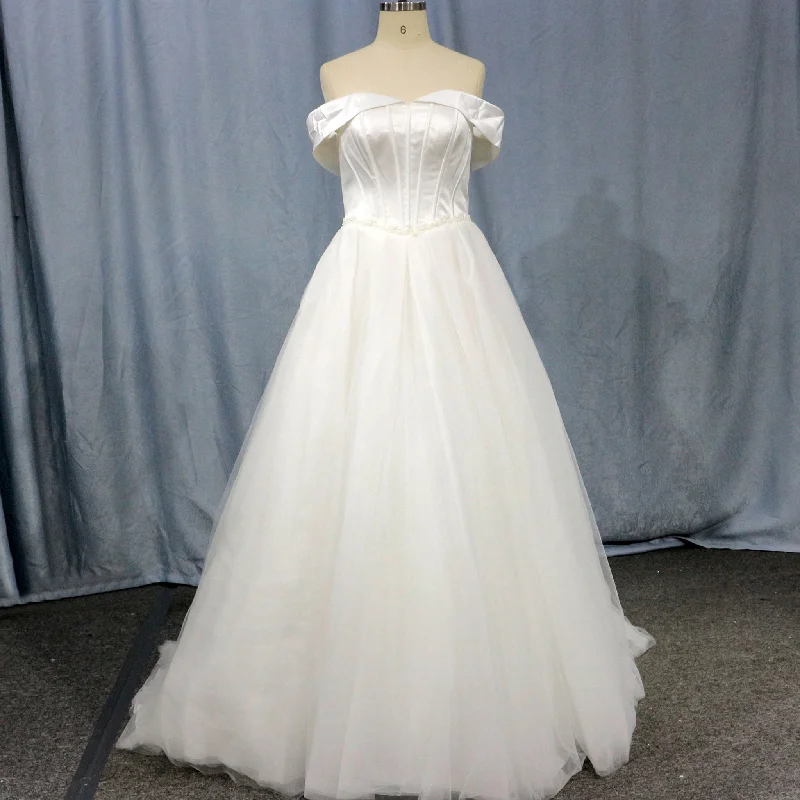 Huge Discounts This Week Off-The-Shoulder A-Line Ruched Country Wedding Dress Today Only