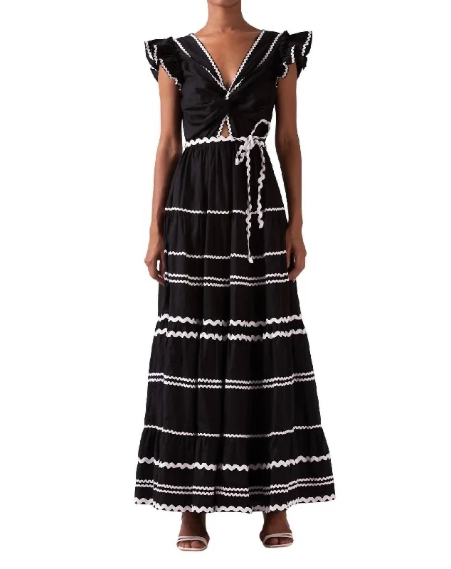 Comfortable Chic Flavian Maxi Dress In Black Parisian Effortless Chic Style