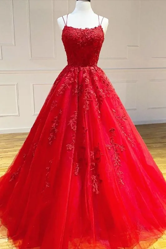 Inspired By You, Designed For You 2021 A-line red lace long prom gown ball gown sweet 16 dress    cg18042 Effortless Style