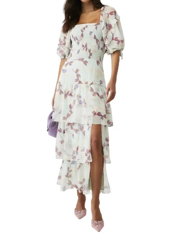 Fall Sale, Prices Drop Florentina Maxi Dress In Monte Carlo Print Feminine Soft - Hued Look