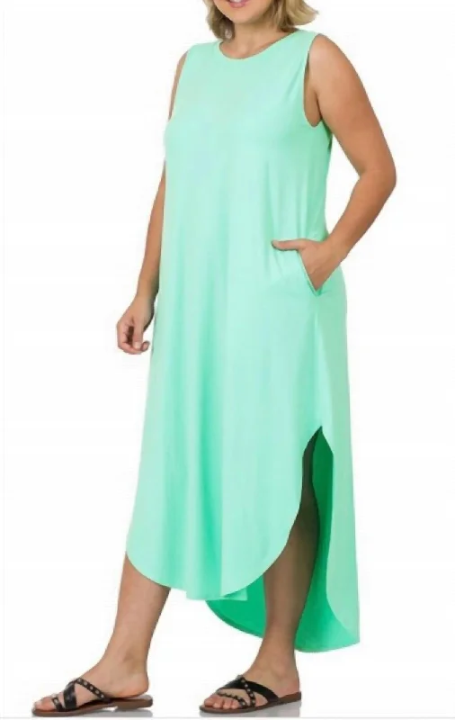 Huge Price Cut Women's Maxi Dress In Mint Minimalist Chic