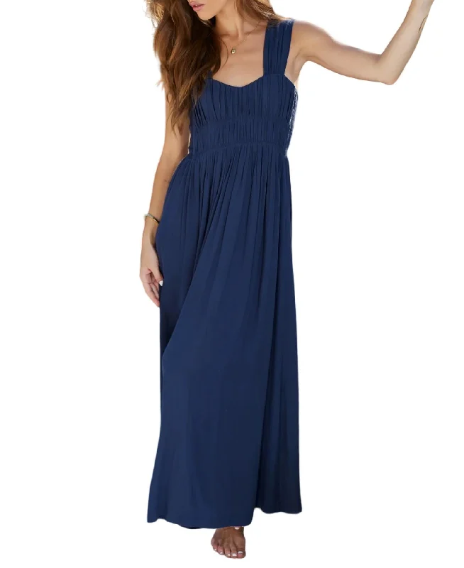 Flash Sale Now Grecian Corset Maxi Dress In Navy Feminine Grace