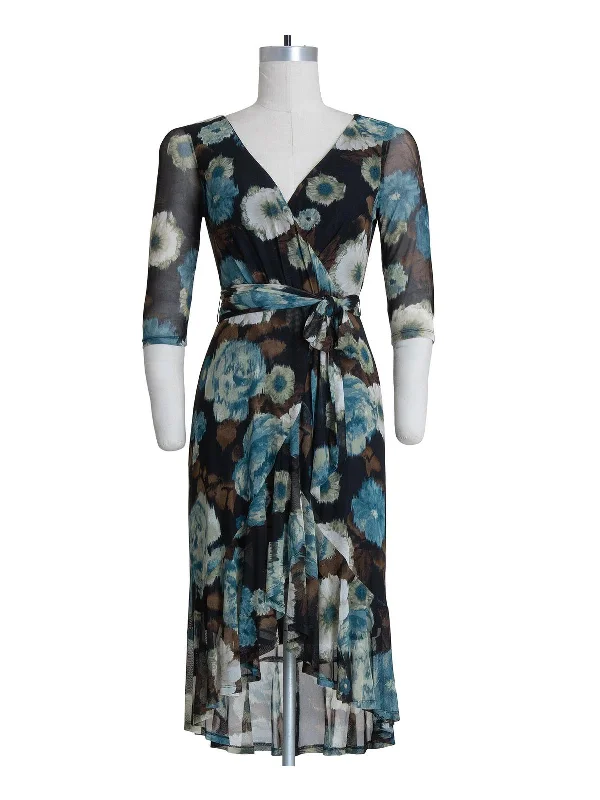 Minimalist Fashion Sale Petites Womens Floral Faux Wrap Wrap Dress Save On Classic Elegant Styles