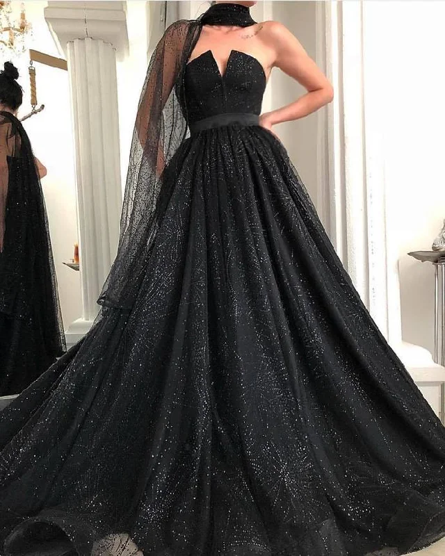 Holiday Attire Sale Sparkly Sequins Black Ball Gown Prom Dress,Evening Dress,Quinceanera Dress,Prom Dress   cg17995 Bold Silhouette