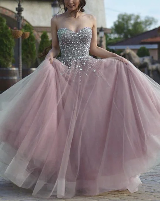 Limited Stock, Big Discounts Stunning Dusty Mauve Prom Dresses Tulle sweetheart ball gown sequins beaded   cg17701 Casual Weekend Relaxed Style