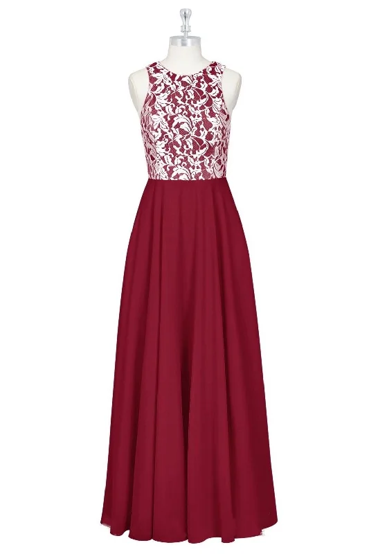 Comfort Meets Fashion Red Print Crew Neck Sleeveless A-Line Long Bridesmaid Dress Y2K Nostalgic Fashion Look