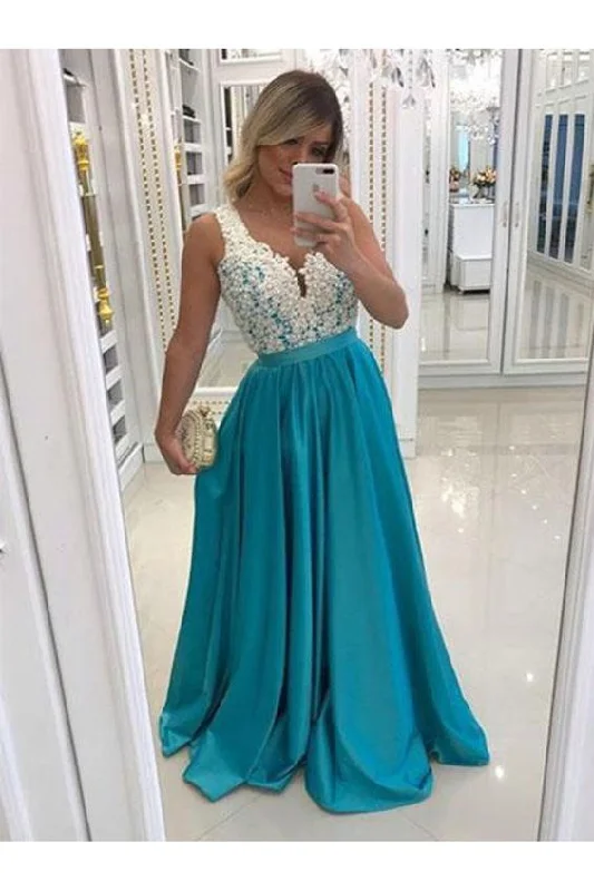 New Arrivals A-Line Beaded Lace Long Prom Dresses Formal Evening Gowns   cg12757 Vintage Elegance