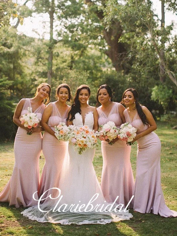 Fashionista Sale Pink Mermaid Simple Long Bridesmaid Dresses, Wedding Guest Dresses Grab Romantic Date - Night Styles Now