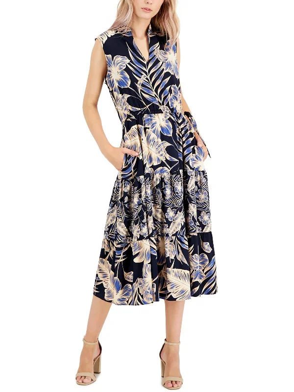 Latest Trends Womens Floral Sleeveless Midi Dress Feminine Charm