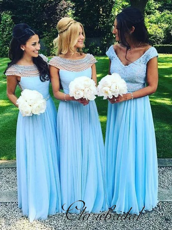 Vintage-Inspired Style Offers A-line Chiffon Pearls Bridesmaid Dresses, Wedding Guest Dresses Minimalist Office - Ready Style