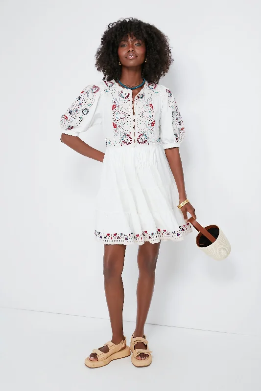 Timeless Style Promotions Cream Alicia Embroidery Long Sleeve Dress Seasonal Trend