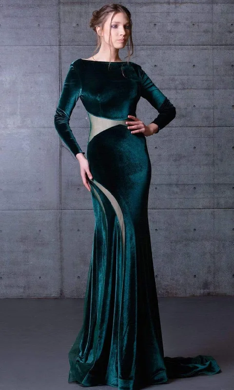 The Good Stuff MNM Couture - N0068 Long Sleeve Velvet Long Dress Big Savings On Rustic Countryside Styles