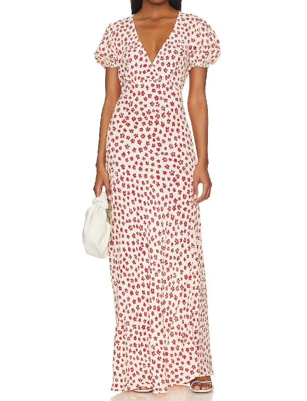 Day-To-Night Styles Reis Maxi Dress In Gita Floral Red Casual Elegance