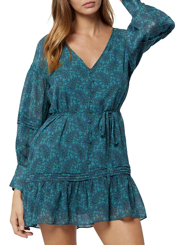 Must Haves Bree Womens Silk Floral Mini Dress Effortless Style