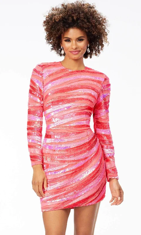 Vintage-Modern Style Offers Ashley Lauren 4508 - Long Sleeve Sequin Cocktail Dress End - Of - Month Blowout