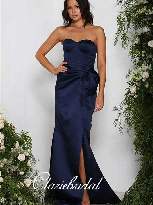 Timeless Elegance Sale Sweetheart Mermaid Side Slit Chic Design Navy Prom Dresses, Bridesmaid Dresses Save On Classic Elegant Styles