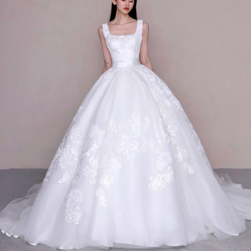 Sophisticated Fashion Ball Gown Gorgeous Square Neckline Wedding Dresses Buy More, Save More