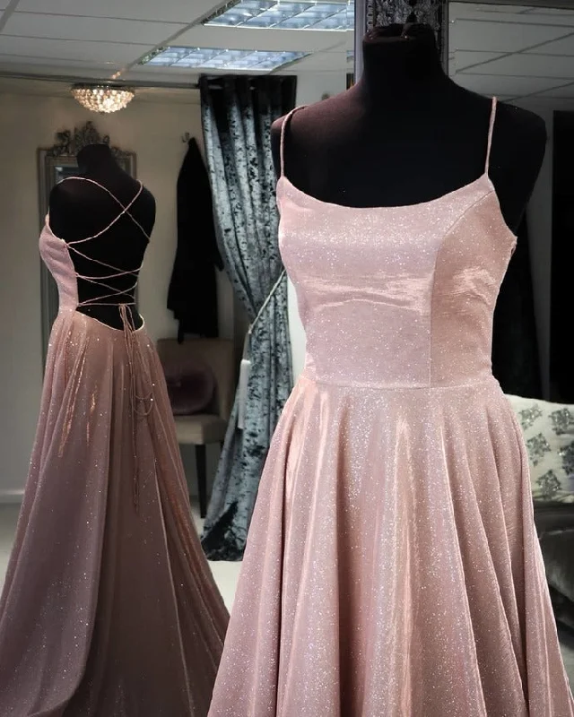 Fashion-Forward Straps A-line Rose Gold Long Formal Gown prom Dress     cg16899 Bold Patterns