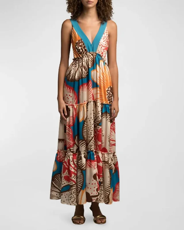 Huge Price Cut Descanso Beach Gown In Descanso Floral Soft Textures