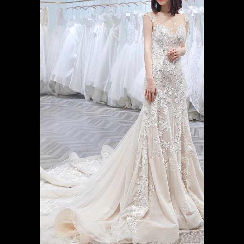 Bold Style Discounts Romantic  Fit and Flare Wedding Dress with Sleeves Refined Look