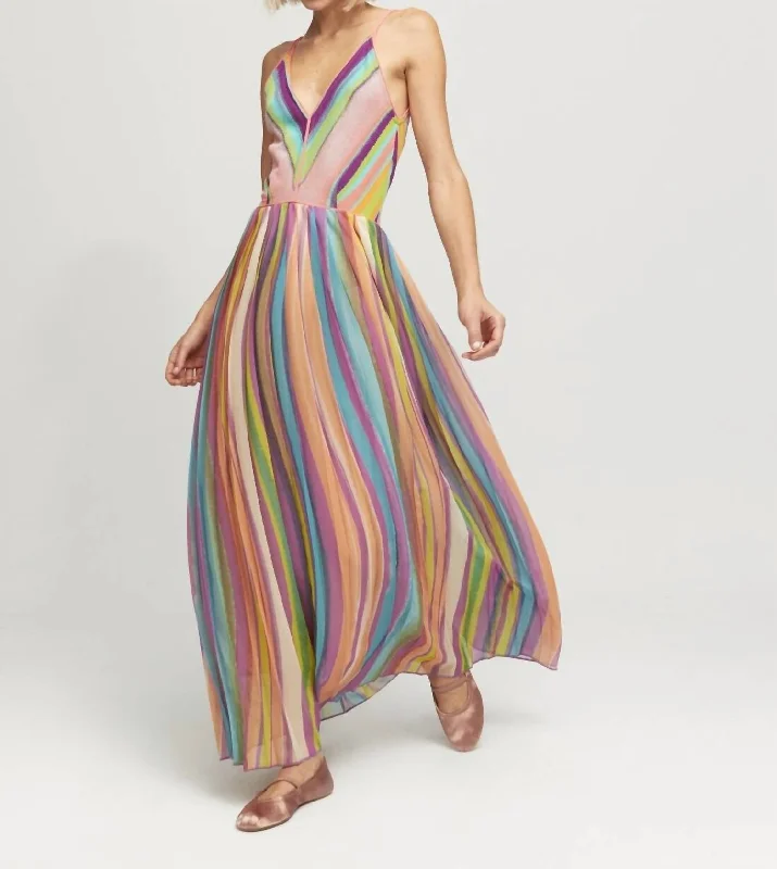 Essentials On Sale Stripe Maxi Dress In Multi Grab Romantic Date - Night Styles Now