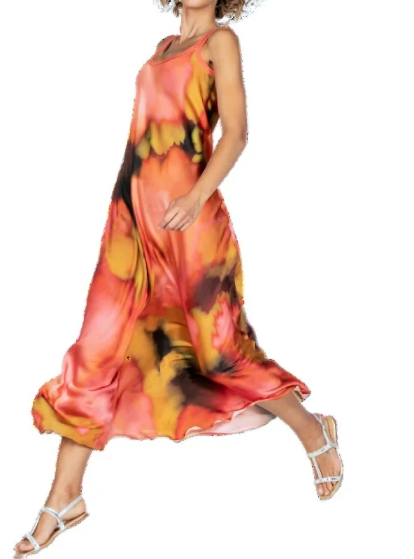 Exclusive Sale Maxi Dress In Orange Romantic Detailing