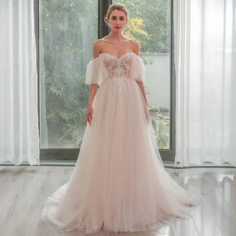 Modern Chic Discounts Gorgeous Off-The-Shoulder Sweetheart A Line Wedding Dresses Luxury Comfort