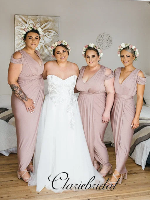 Discount Extravaganza Lovely Sheath Shiny Jersey Long Bridesmaid Dresses, Bridesmaid Dresses Chic Allure