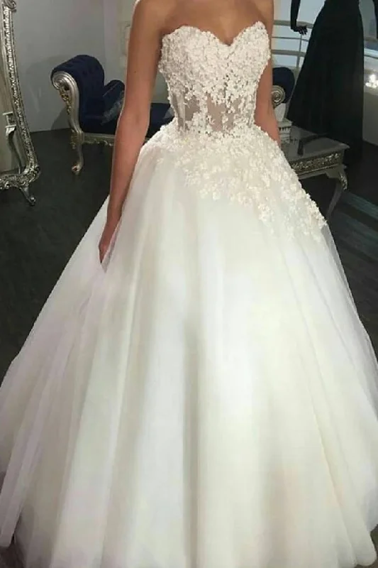 Hot Picks Gorgeous A Line Sweetheart Vintage Lace Wedding Dresses Tulle Lace Up Back Subtle Sophistication