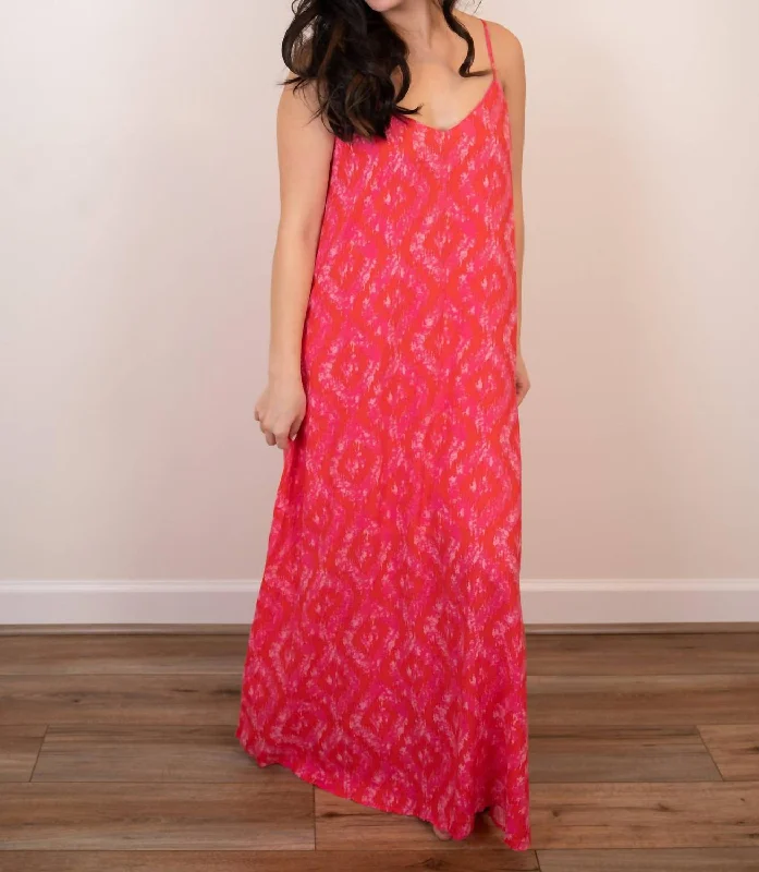 Mega Sale Katrine Printed Maxi Dress In Hot Pink Weekend Special