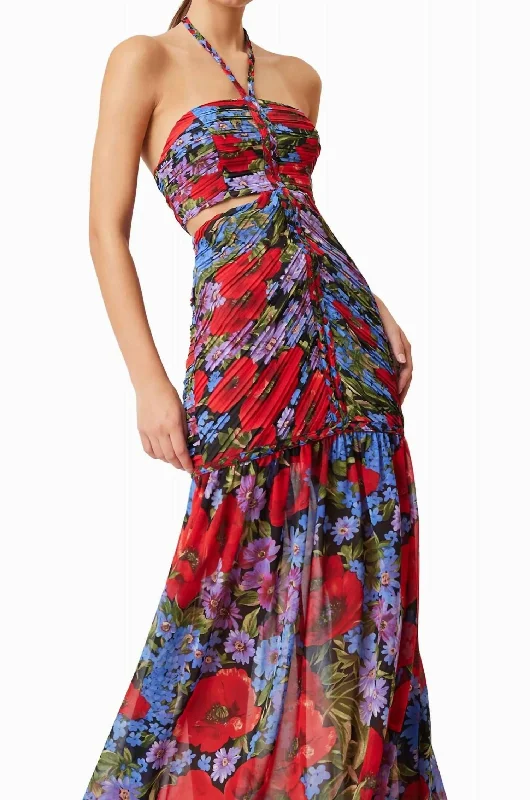 Fashion Essentials Thea Floral Maxi Dress In Red Classic Appeal