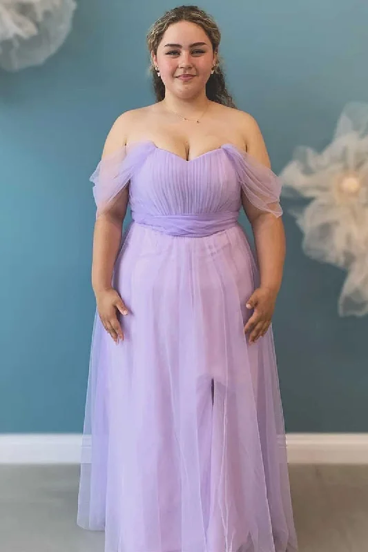 Flash Sale Fever Lavender Chiffon Off-the-Shoulder A-Line Bridesmaid Dress Elevated Style