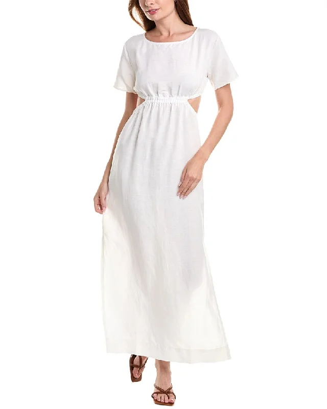 Cool Prices Onia Air Linen-Blend Boatneck Cutout Maxi Dress Refined Look