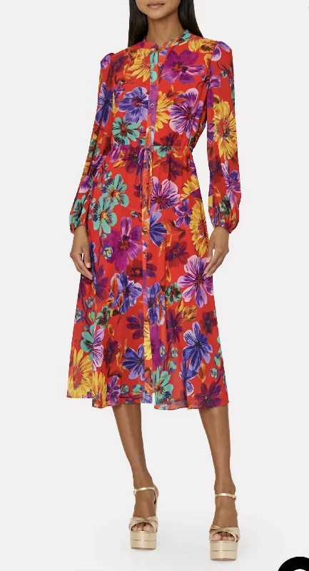 Flash Sales Lorian Wildflower Dress In Red Floral End - Of - Month Blowout