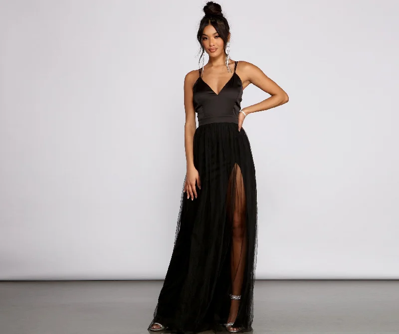 Stylish Looks Haisley Formal Tulle Charming And Satin Dress Now On Sale For Chic Urban Styles