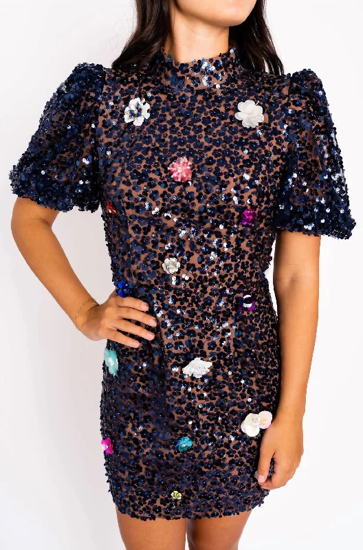 New Styles Just In Floral Sequin In Navy Floral Exquisite Craftsmanship